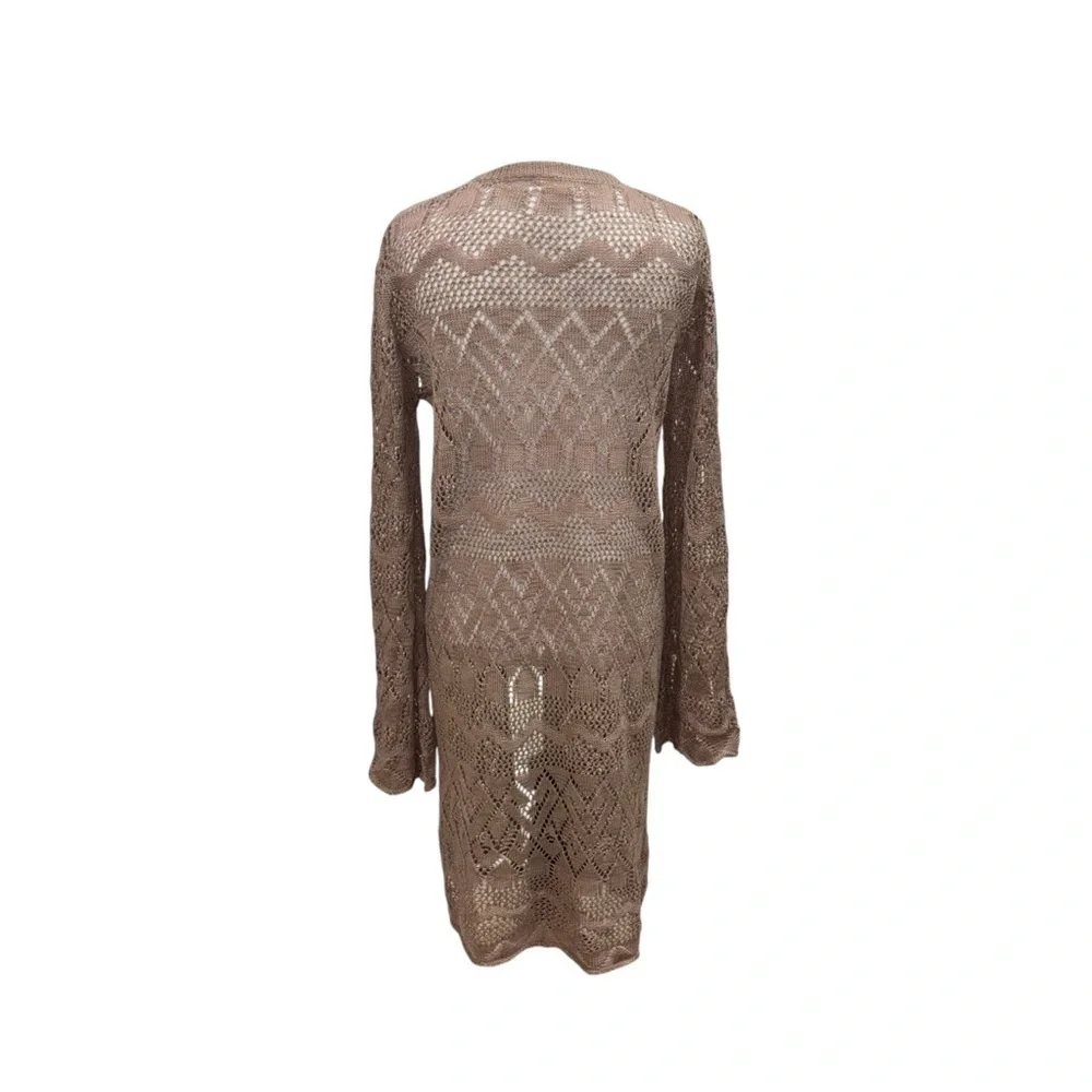 Sweet Envy Women's L Large Open Front Knit Cardigan Knit Knee Length Lightweight